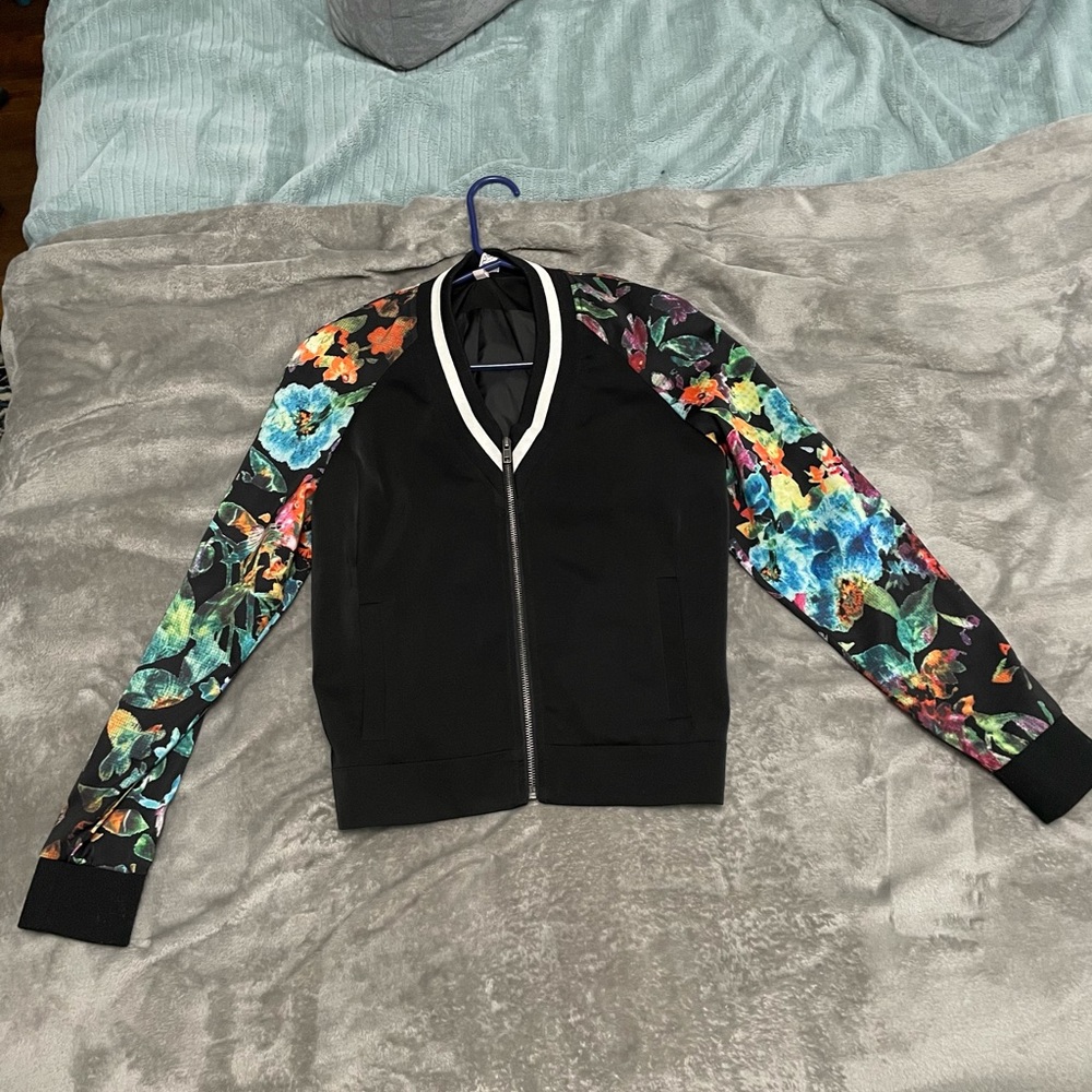 Mural floral bomber jacket